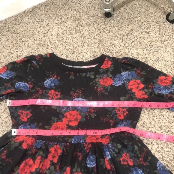 NWT Torrid Super Soft Plush Dress 00 M L Dark Gray Floral Puff Sleeve Skater - Picture 11 of 13